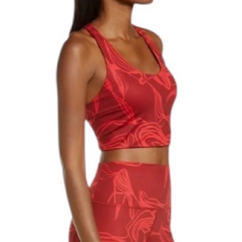 Zella Longline Racer Back Sports Bra Red Camo Size XL - Picture 3 of 6